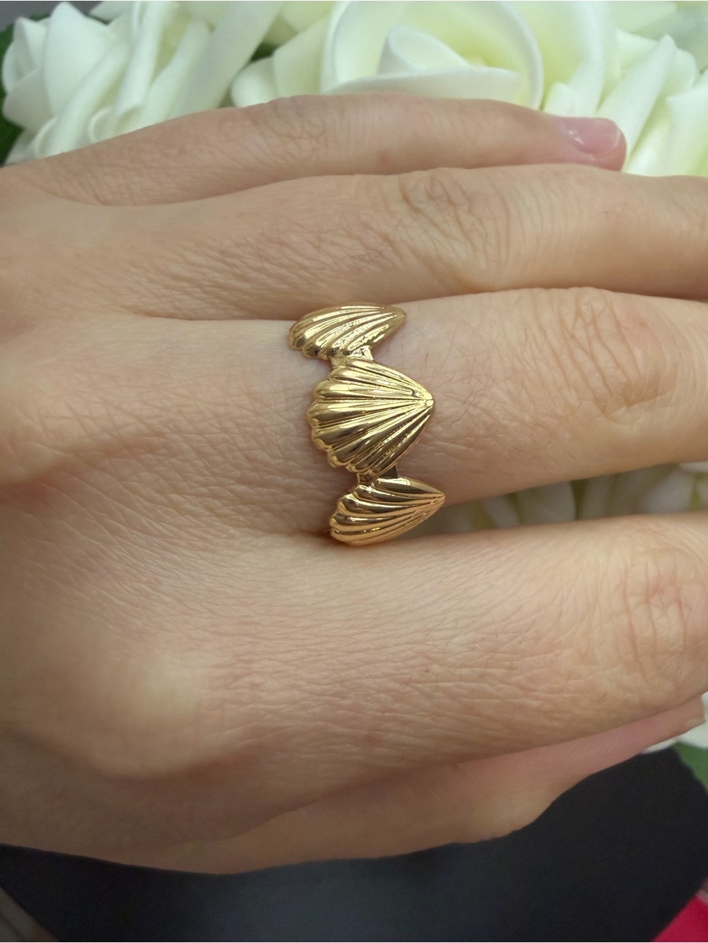 Gold Shell Motif Open Ring - Women Jewelry adjustable
